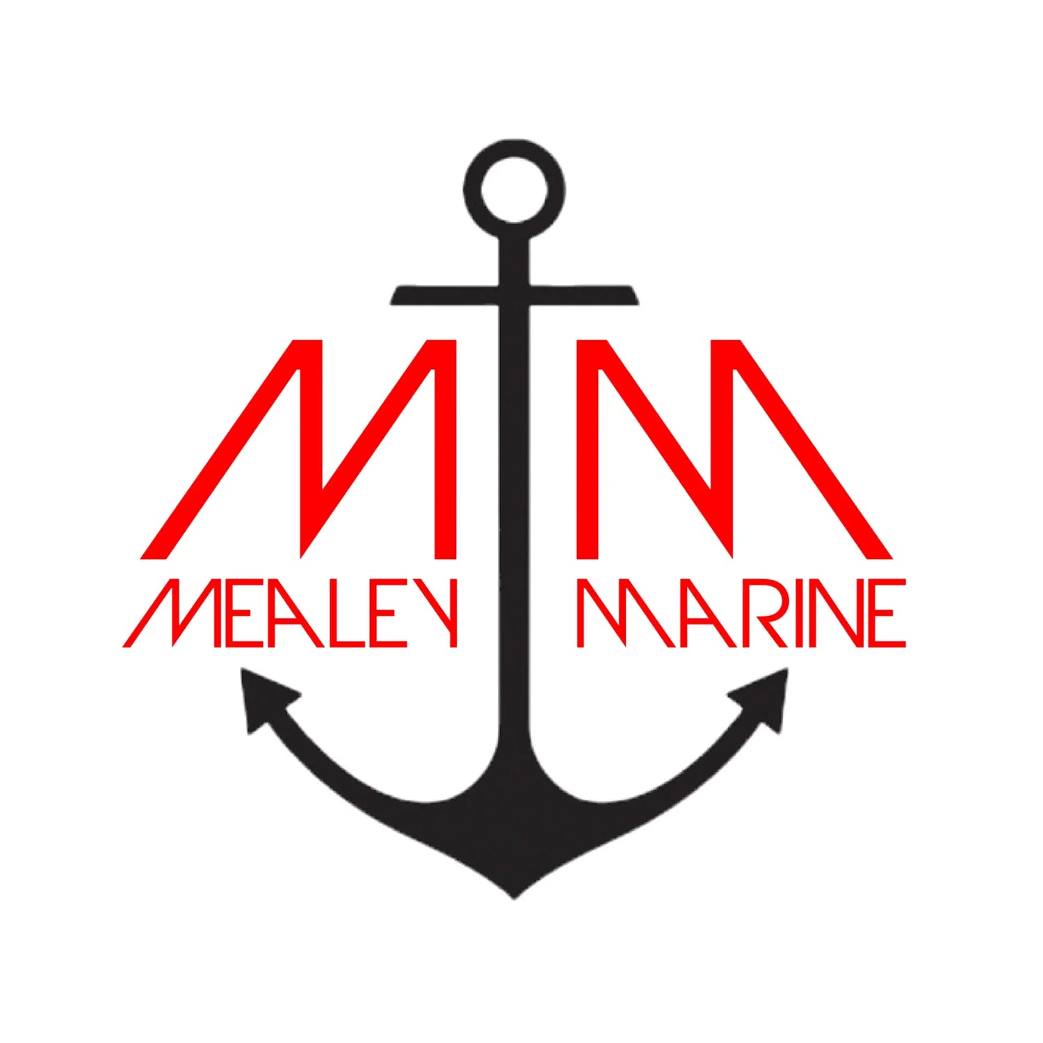 Logo of Mealey Marine with a black anchor and red 'MM' initials on a white background