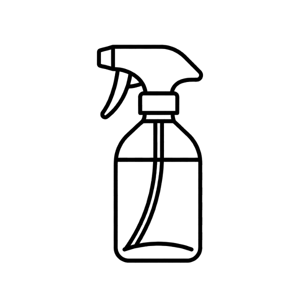 Black and white line drawing of a spray bottle